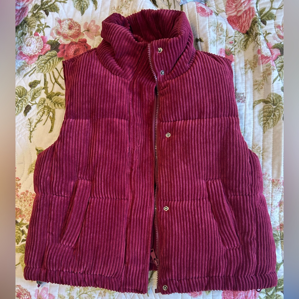 7 For All Mankind Corderoy Vest in Berry Red